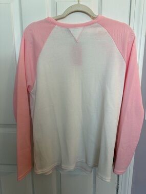 Edikted White Waffle Knit Top with Light Pink Trim